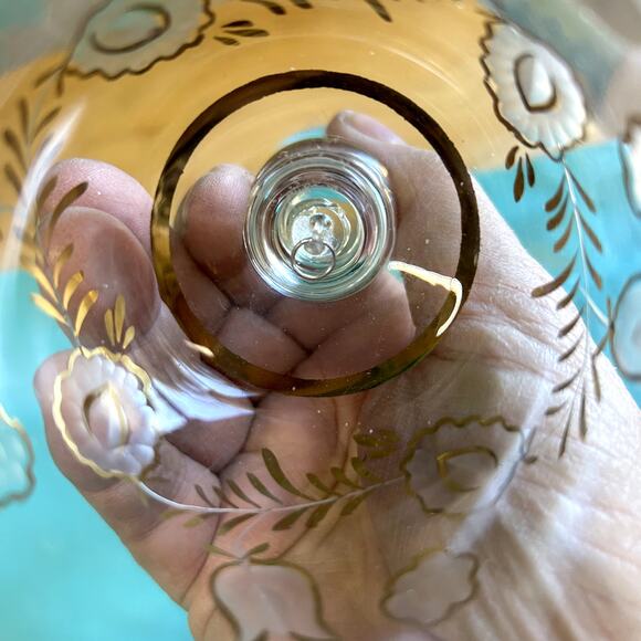 Crystal Bell made in Romania Gold designs on clear glass with etching flowers - Picture 8 of 9